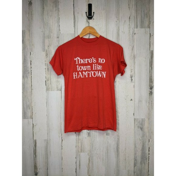 Hanes Other - Vintage 80s Hanes "Hamtown" Red Single Stich Graphic Tee / Size S / Made in USA